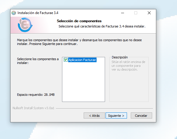 instalar facturae seleccionar carpeta de instalacion