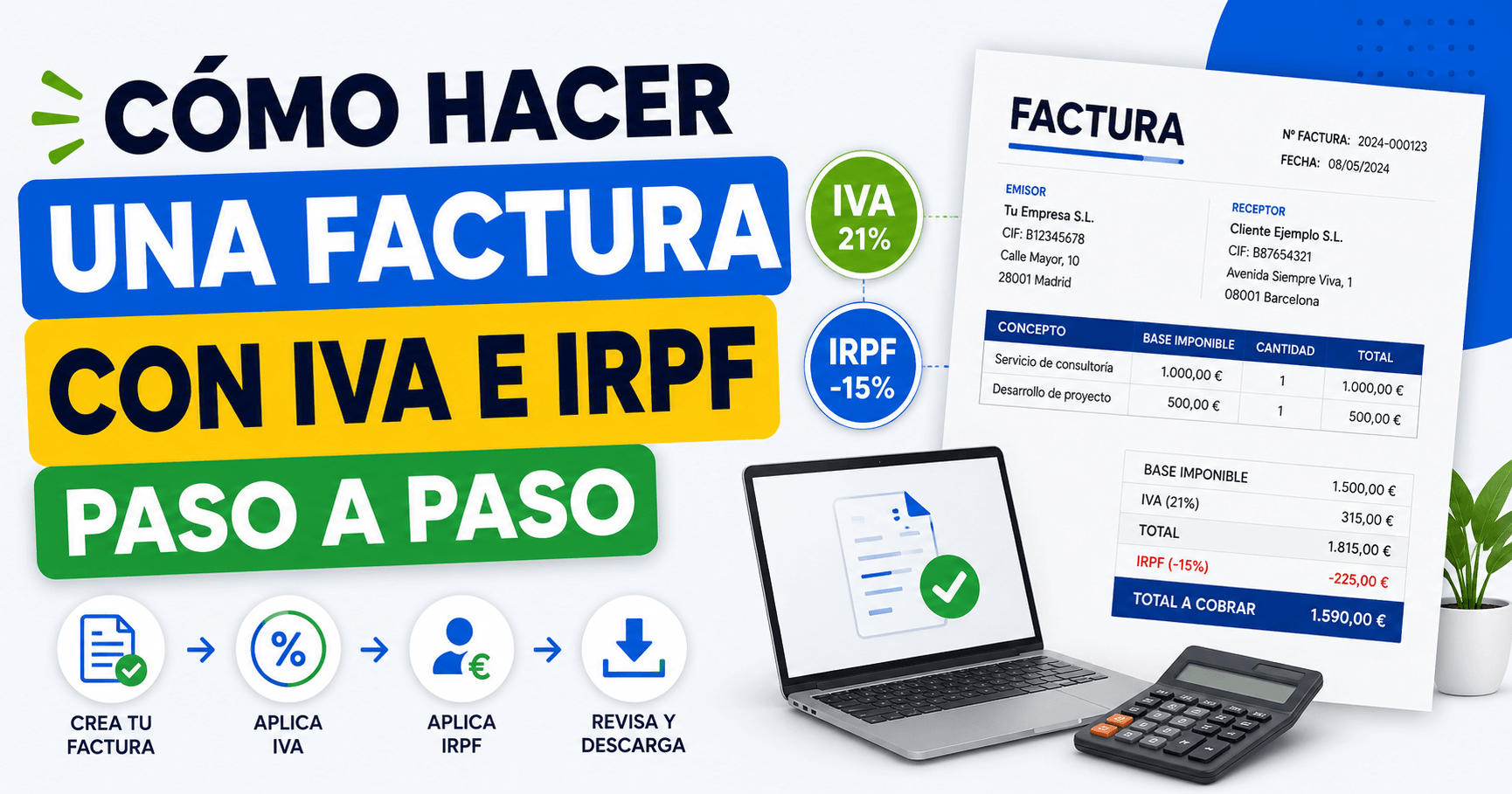 Cómo hacer una factura con IVA e IRPF paso a paso
