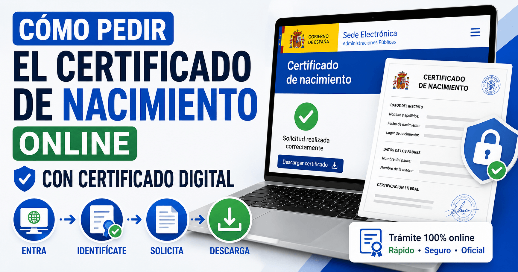 Cómo pedir el certificado de nacimiento online con certificado digital