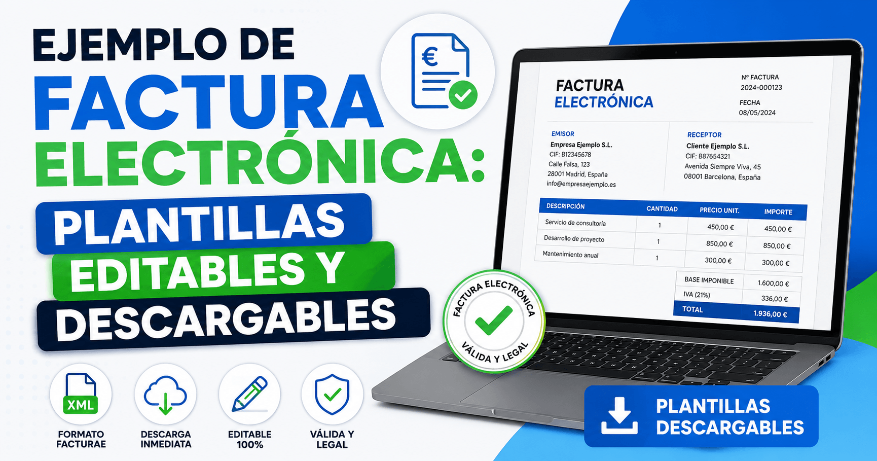 Ejemplo de factura electrónica plantillas editables y descargable